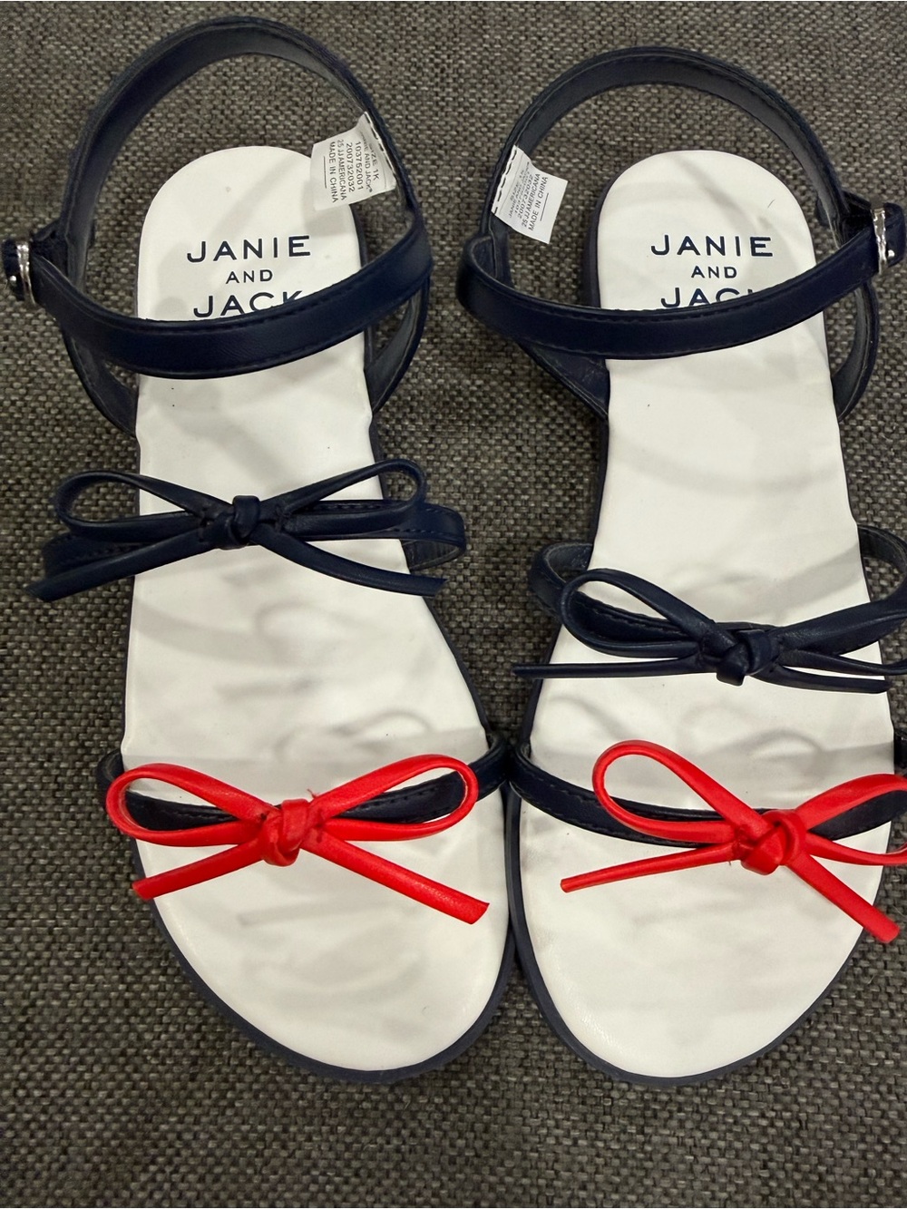 Janie and Jack Navy and Red Bow Girls' Sandals